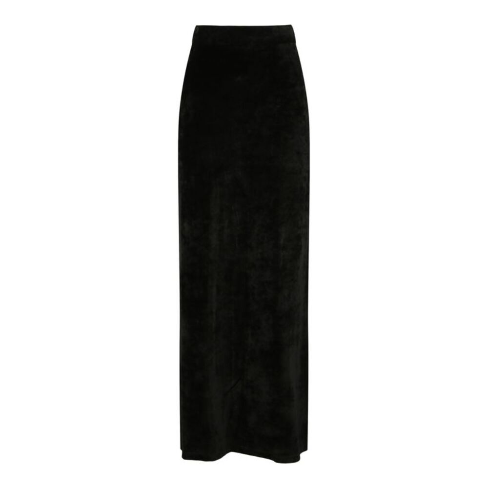 Balenciaga High-Rise Velvet Maxi Skirt Black Womens